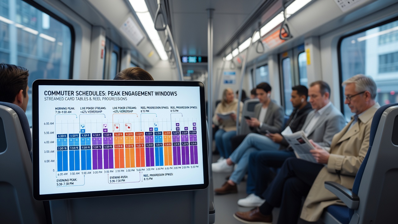 Peak engagement periods for slots and table games connected to commuter timing
