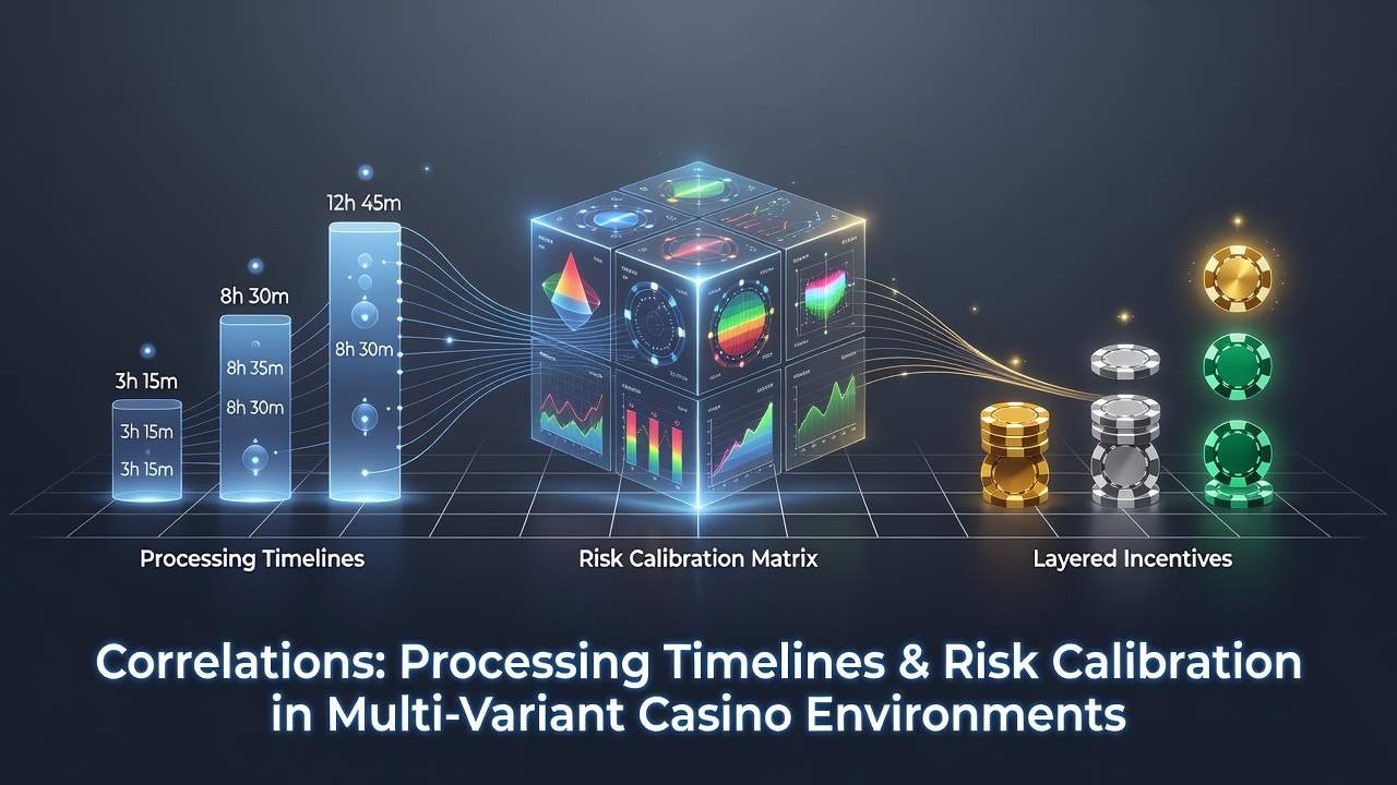 Visual representation of casino processing timelines intersecting with player risk decisions across game variants and incentive layers