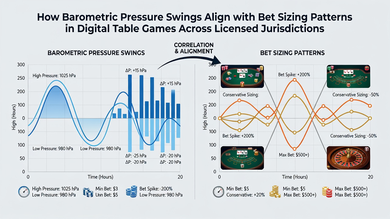 Analytics dashboard from a licensed digital gaming platform correlating barometric readings with player bet distributions