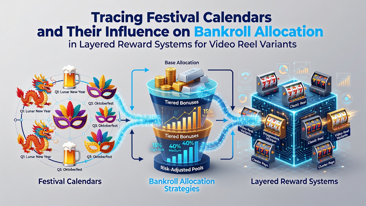 Festival calendar overlay on video reel slot interface showing bankroll distribution patterns