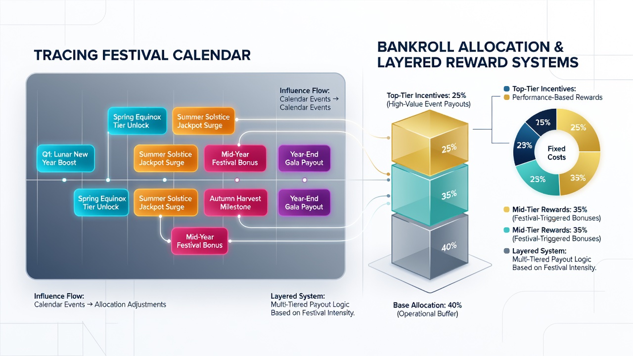 Data visualization of bankroll allocation shifts during festival periods in video reel reward systems